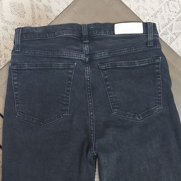 Re/done High Rise Raw Hem Straight Jeans Buttonfly Faded Black Sz 29 - Picture 10 of 12
